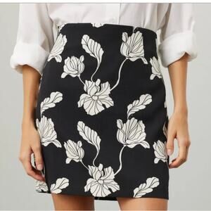 Adam Lippes Black Floral Mini Pencil Skirt Size 4 Career Polished Designer $270